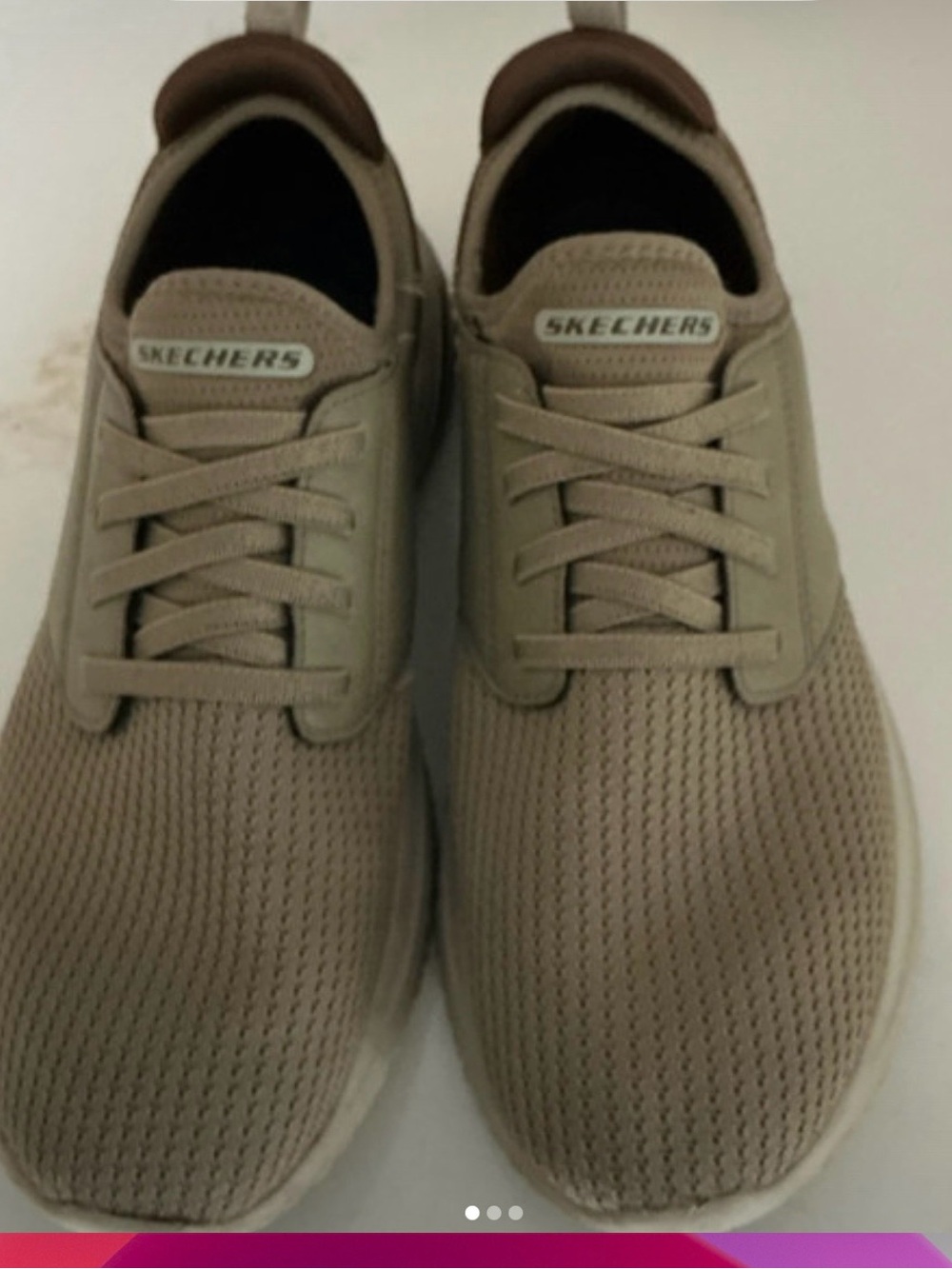 Skechers Men’s Taupe Knit Lace-Up Sneaker